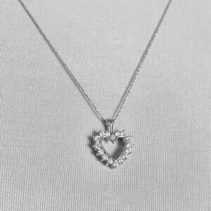 10k White Gold Lab Grown Diamond VS/SI+ G+ Heart Pendant Necklace Anniversary